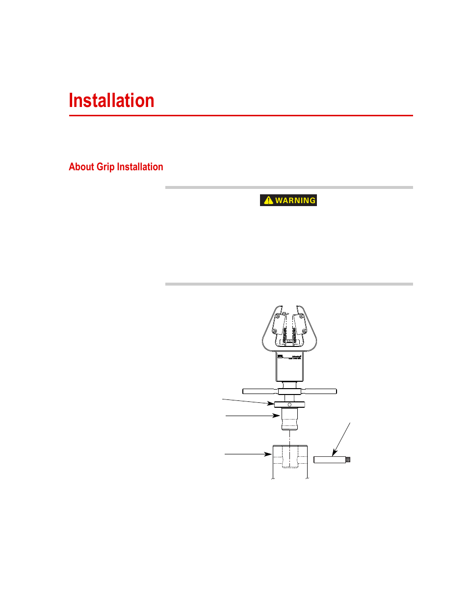 Installation, About grip installation, Installation 23 | About grip installation 23 | MTS Advantage Wedge Action Grips User Manual | Page 23 / 34