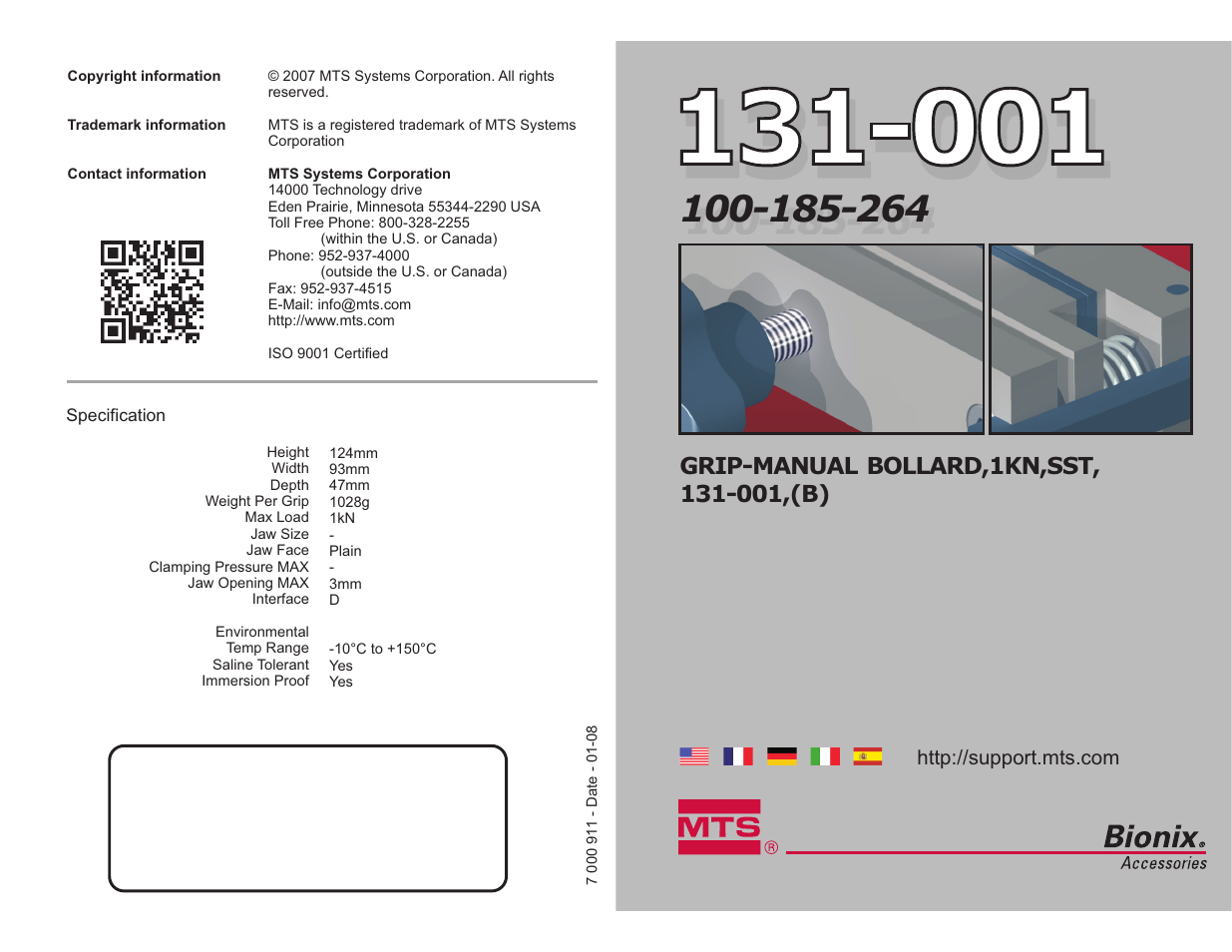 MTS Bollard-1KN SST 131-001 User Manual | 2 pages