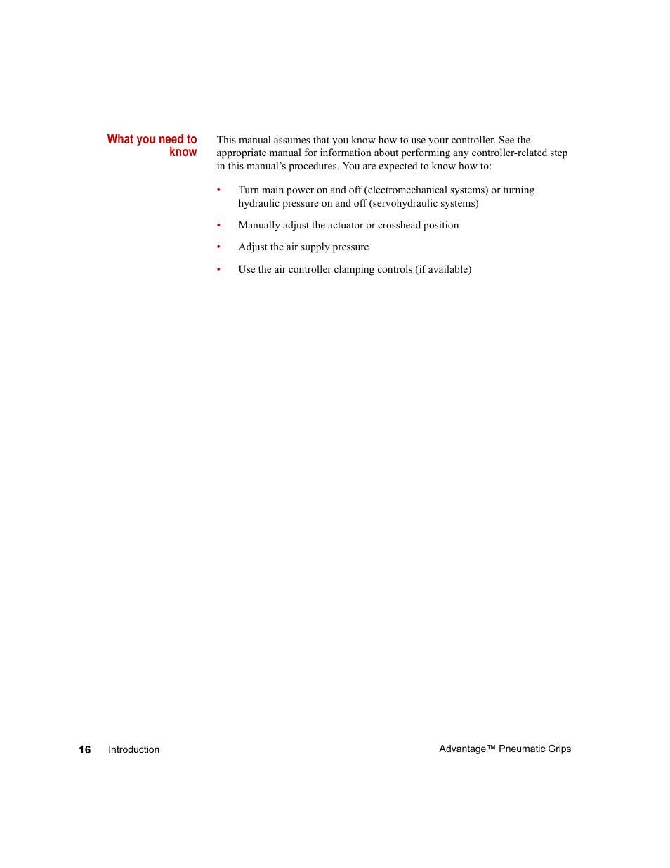 MTS Advantage Pneumatic Grips User Manual | Page 16 / 58
