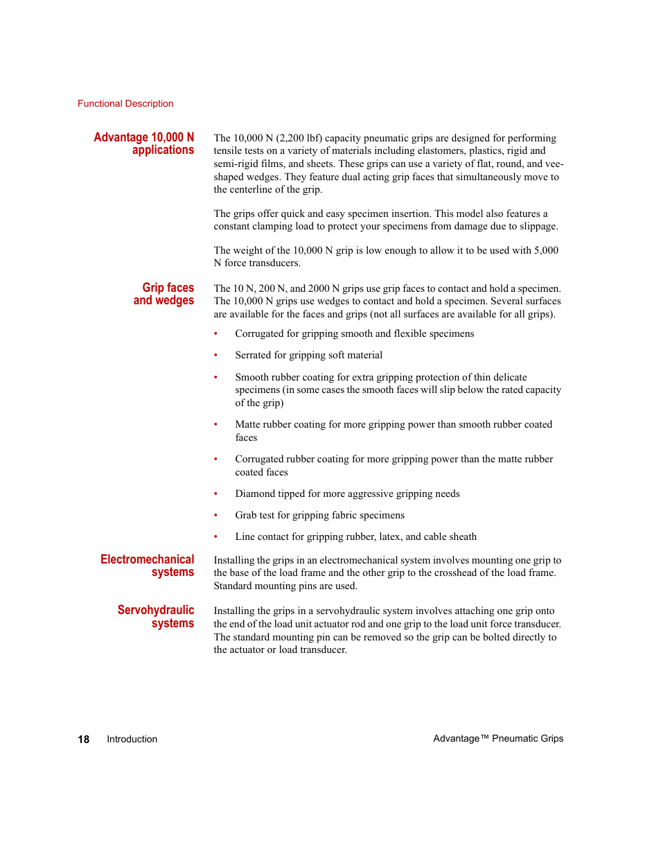 MTS Advantage Pneumatic Grips User Manual | Page 18 / 58