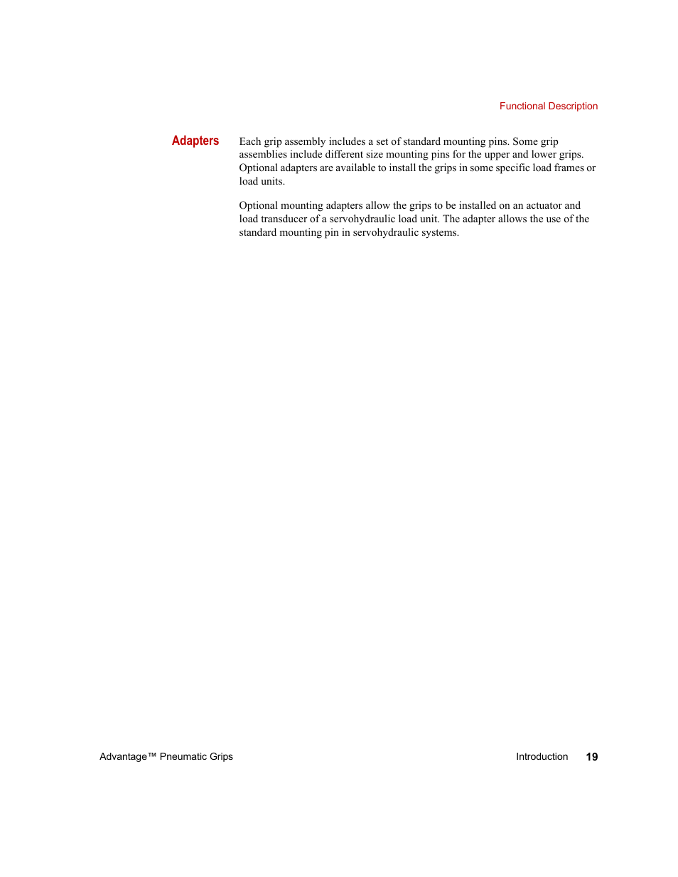 MTS Advantage Pneumatic Grips User Manual | Page 19 / 58