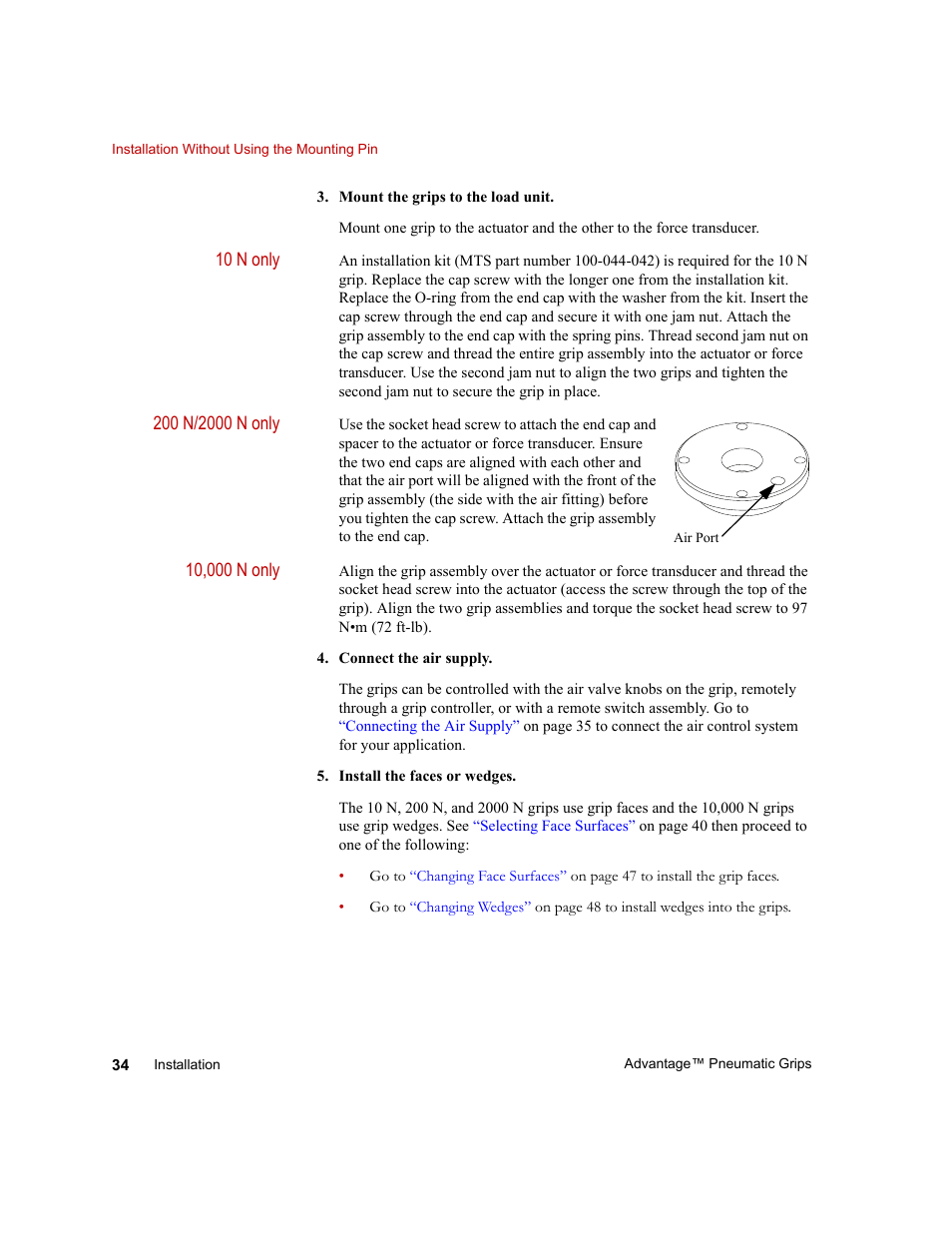 MTS Advantage Pneumatic Grips User Manual | Page 34 / 58