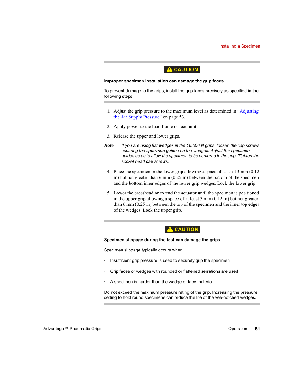 MTS Advantage Pneumatic Grips User Manual | Page 51 / 58