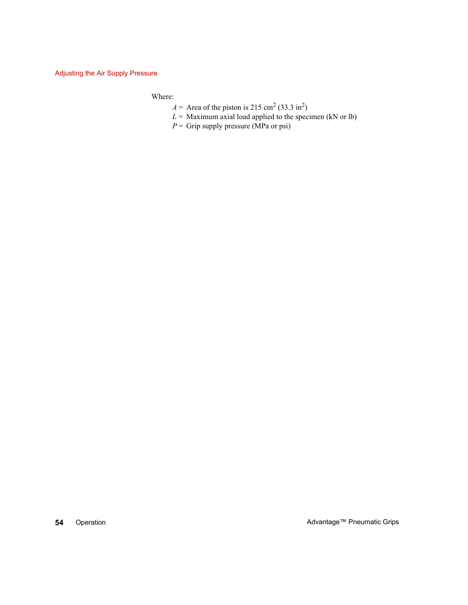 MTS Advantage Pneumatic Grips User Manual | Page 54 / 58