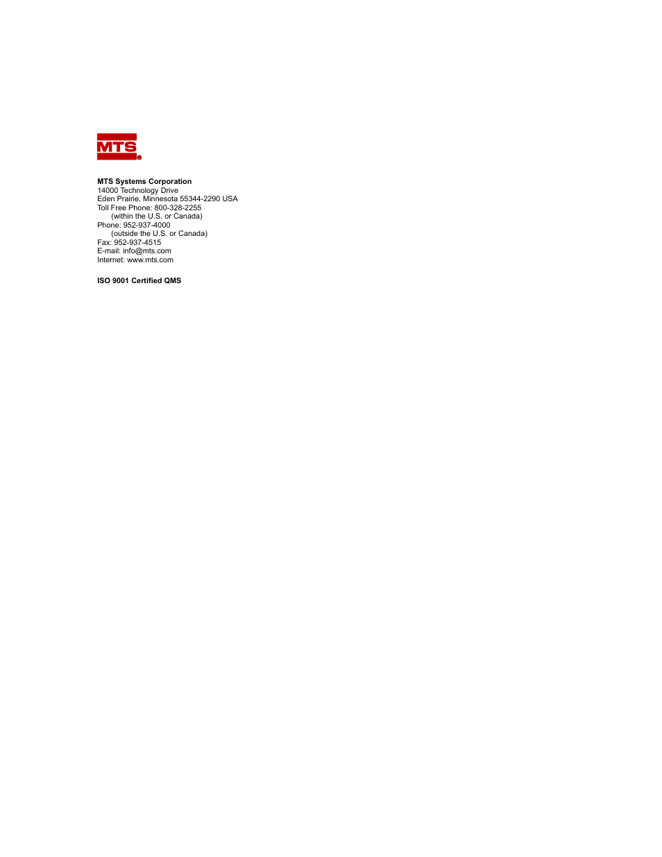 MTS Advantage Pneumatic Grips User Manual | Page 58 / 58