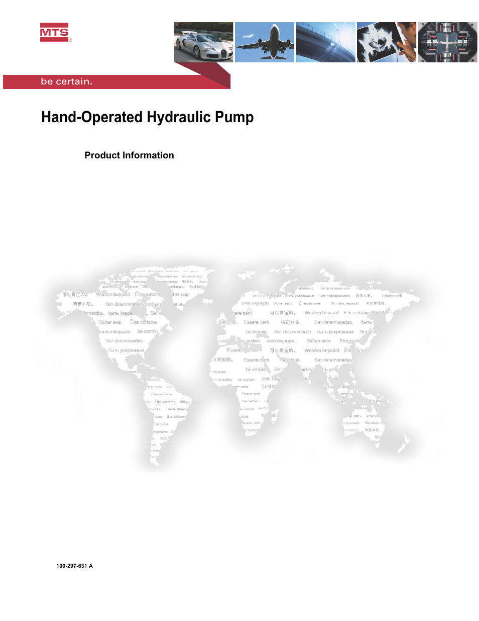 MTS Hand-Operated Hydraulic Pump User Manual | 14 pages