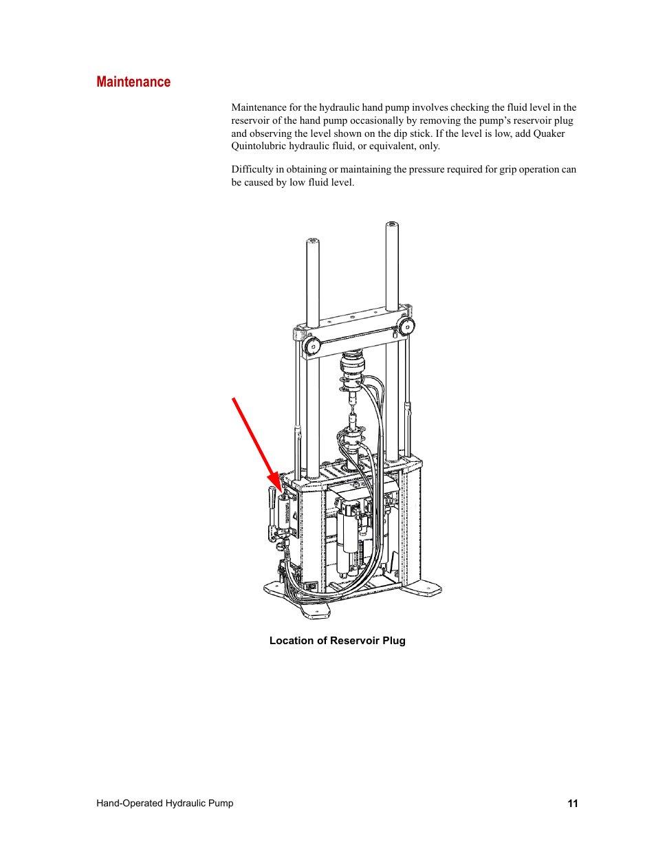 Maintenance, Maintenance 11 | MTS Hand-Operated Hydraulic Pump User Manual | Page 11 / 14