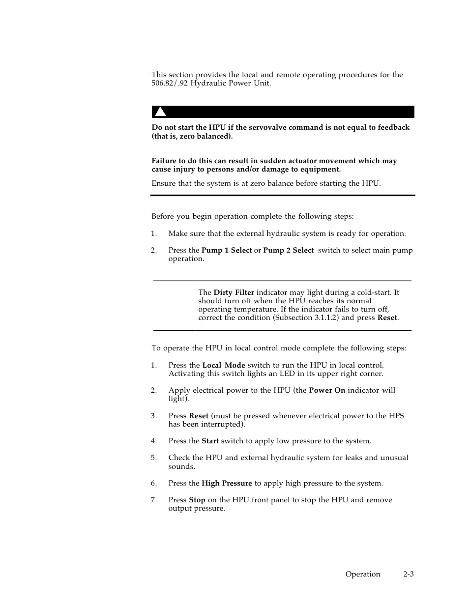 2 operation procedures | MTS Hydraulic Power Unit Model 506-92 User Manual | Page 11 / 49