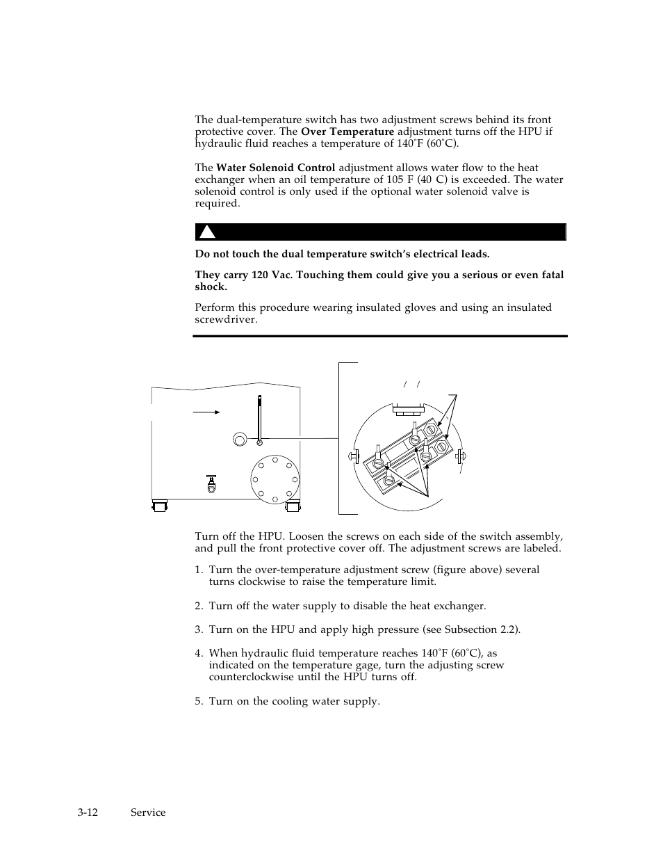 2 dual-temperature switch adjustments | MTS Hydraulic Power Unit Model 506-92 User Manual | Page 24 / 49