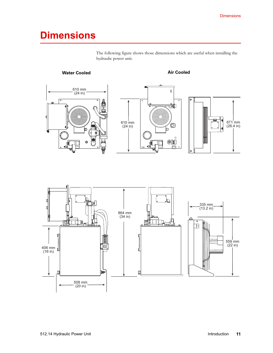 Dimensions, Dimensions 11 | MTS Model 512-14 Hydraulic Power Unit User Manual | Page 11 / 44