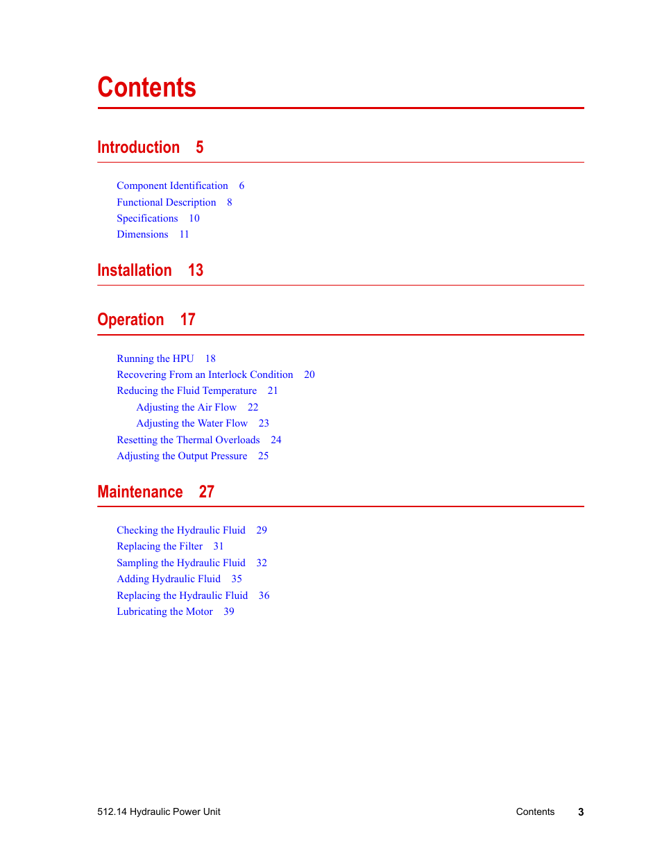 MTS Model 512-14 Hydraulic Power Unit User Manual | Page 3 / 44