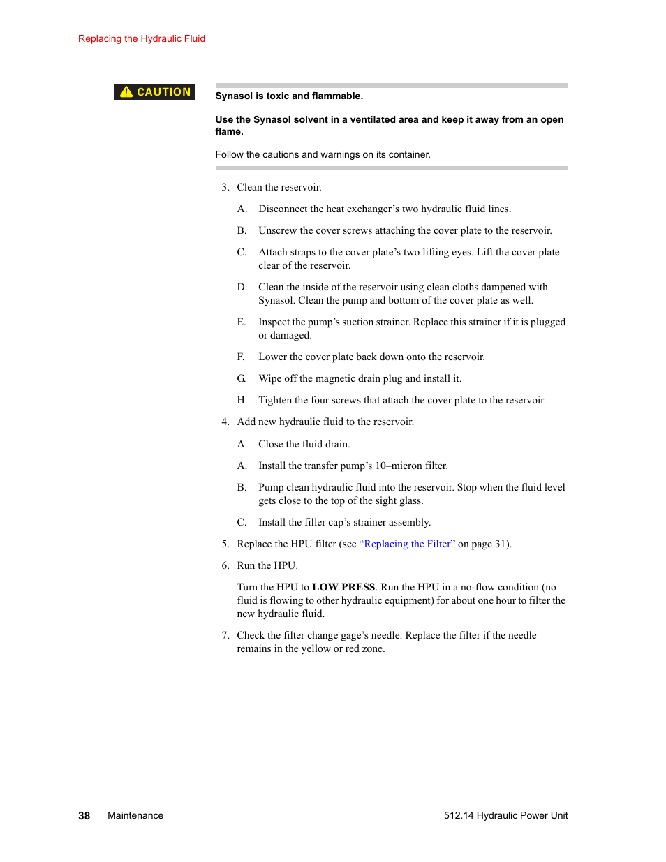 MTS Model 512-14 Hydraulic Power Unit User Manual | Page 38 / 44