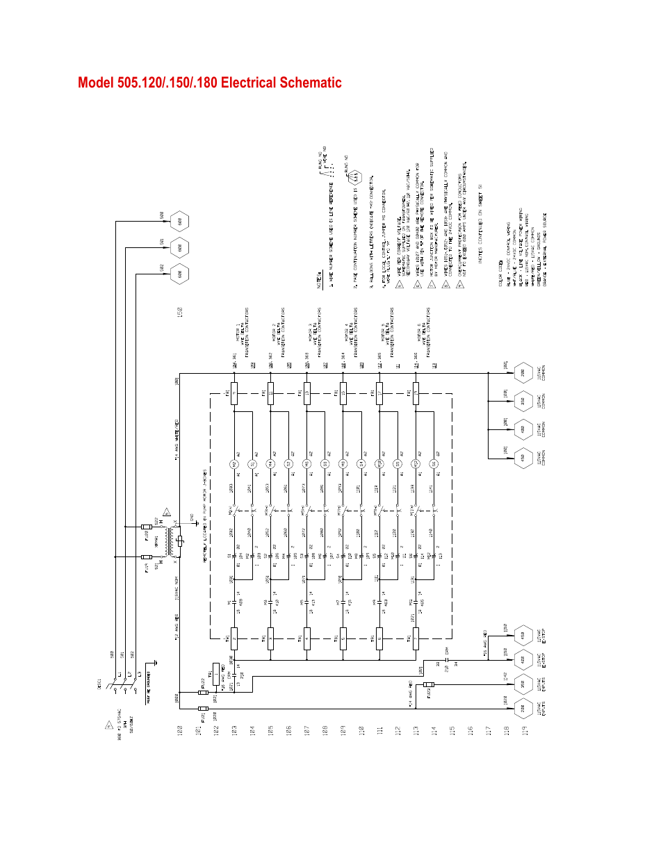 Model 505.120/.150/.180 electrical schematic, Model 505.120/.150/.180 electrical schematic 26 | MTS Series 505 SilentFlo Hydraulic Power Unit Model 505-180 User Manual | Page 26 / 118