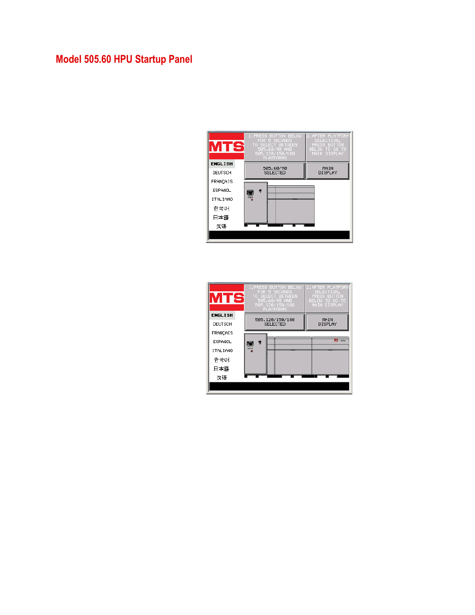 Model 505.60 hpu startup panel, Model 505.60 hpu startup panel 64 | MTS Series 505 SilentFlo Hydraulic Power Unit Model 505-180 User Manual | Page 64 / 118