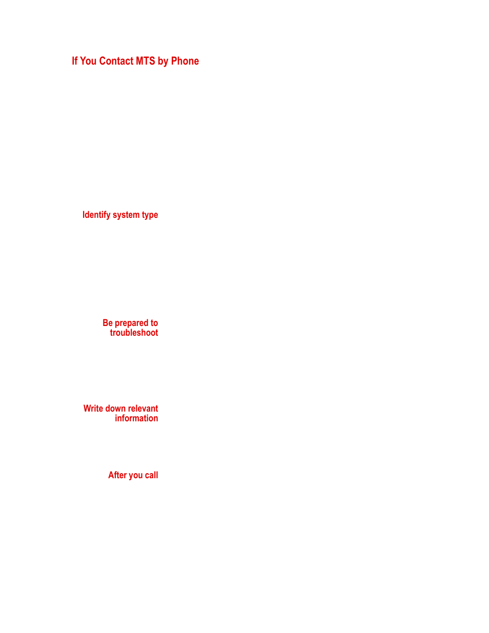 If you contact mts by phone, If you contact mts by phone 9 | MTS Series 505 SilentFlo Hydraulic Power Unit Model 505-180 User Manual | Page 9 / 118