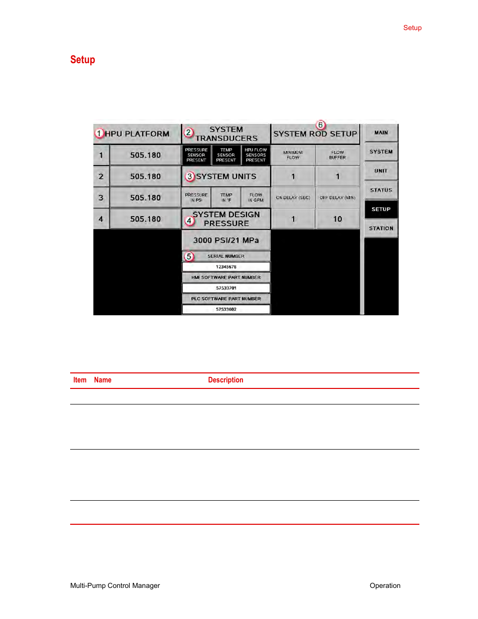 Setup, Setup 31 | MTS Multi-Pump Control Manager User Manual | Page 31 / 40