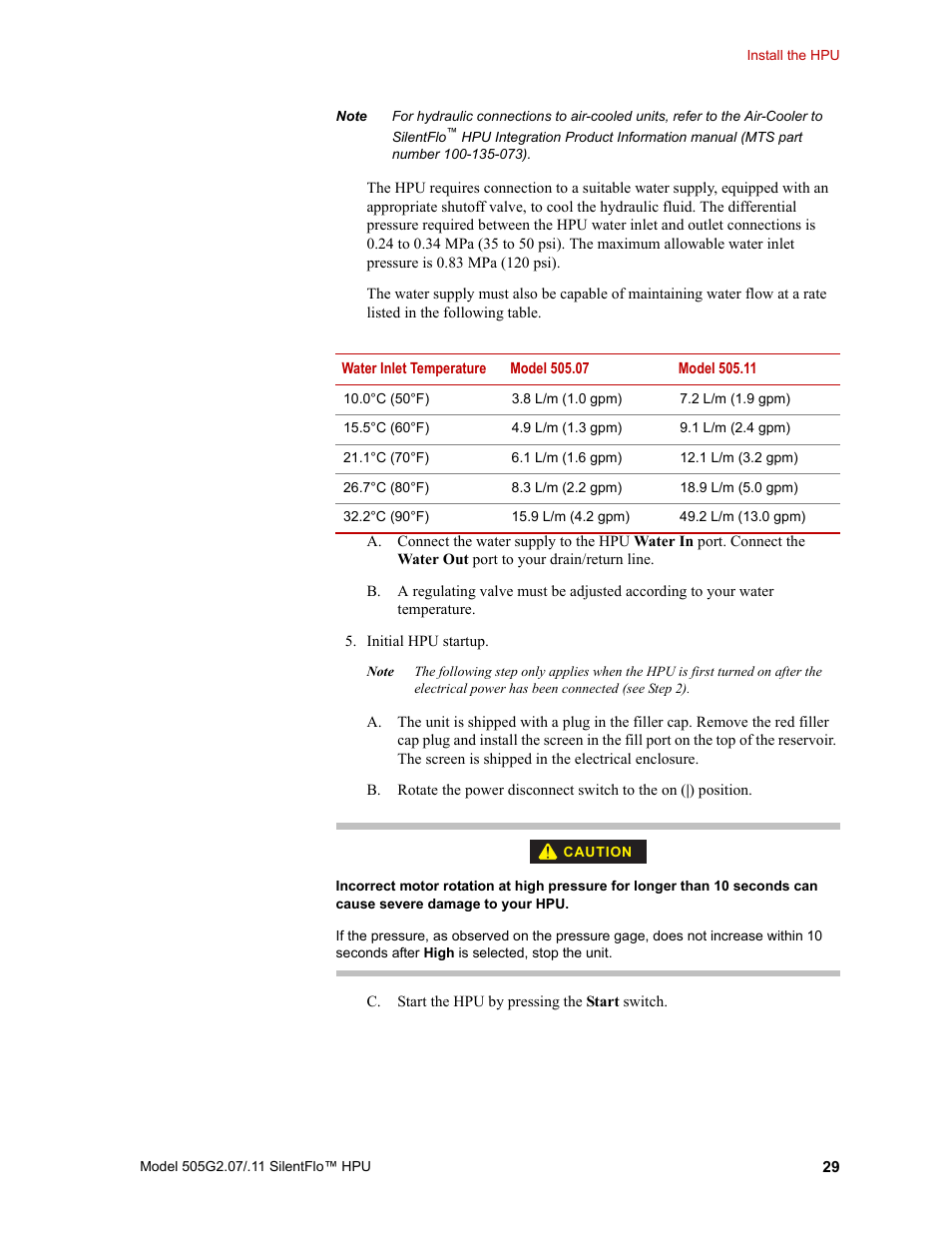 MTS Series 505G2 SilentFlo Hydraulic Power Unit Model 505G2-11 User Manual | Page 29 / 86