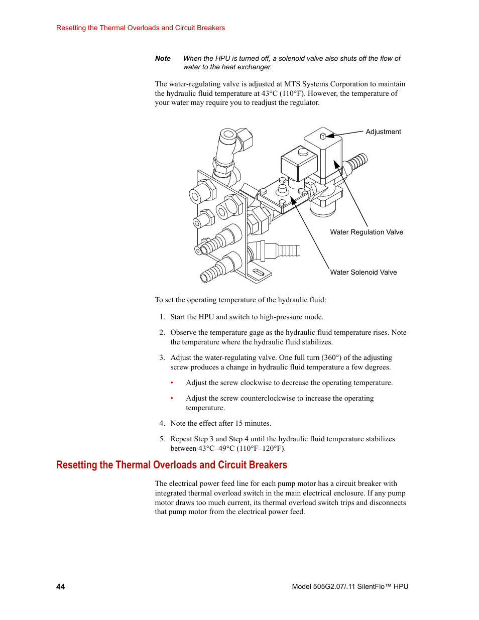 MTS Series 505G2 SilentFlo Hydraulic Power Unit Model 505G2-11 User Manual | Page 44 / 86