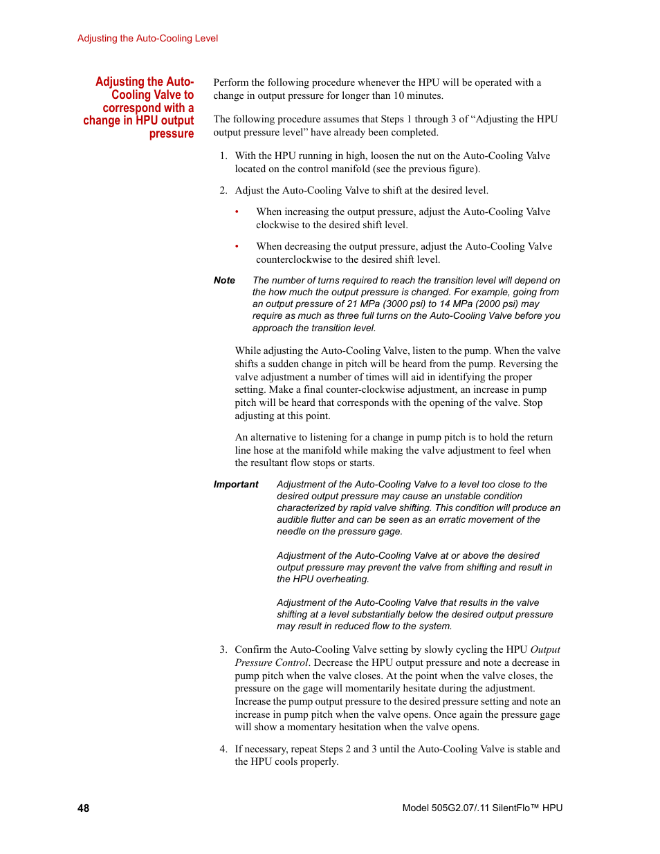 MTS Series 505G2 SilentFlo Hydraulic Power Unit Model 505G2-11 User Manual | Page 48 / 86