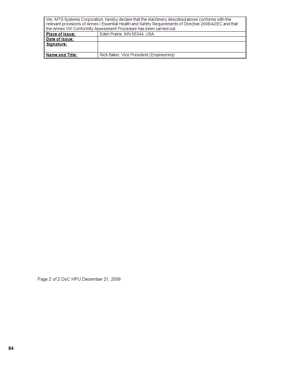MTS Series 505G2 SilentFlo Hydraulic Power Unit Model 505G2-11 User Manual | Page 84 / 86