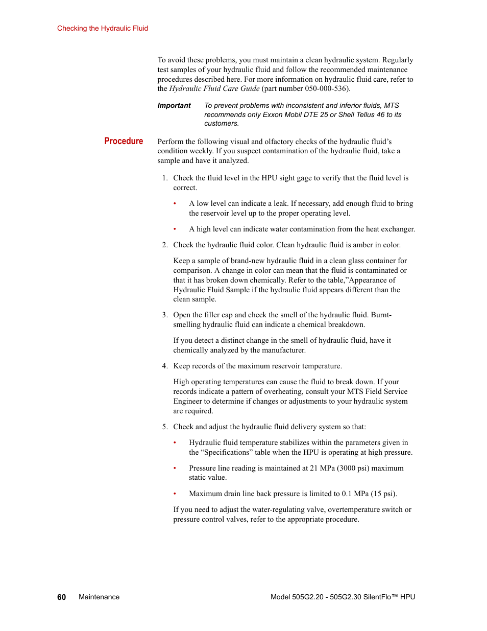 MTS Series 505G2 SilentFlo Hydraulic Power Unit Model 505G2-30 User Manual | Page 60 / 90