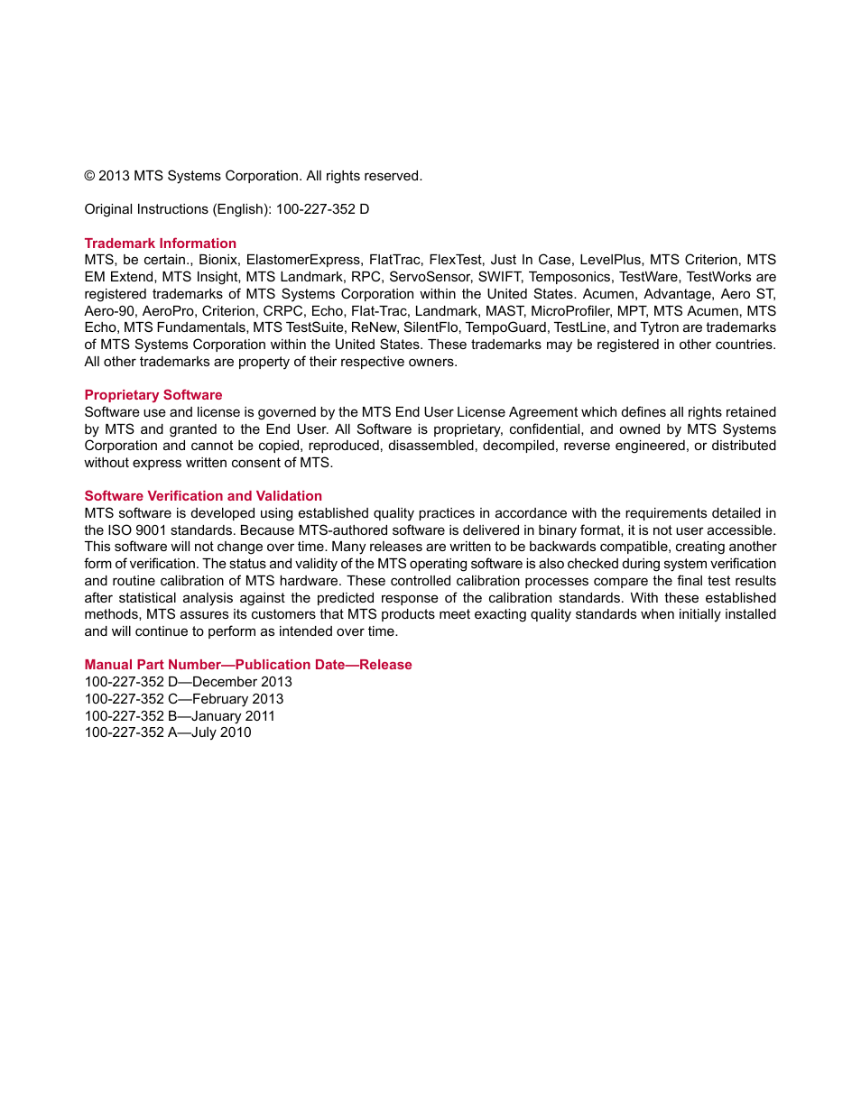 MTS Series 505G2 SilentFlo Hydraulic Power Unit Model 505G2-180 User Manual | Page 2 / 100