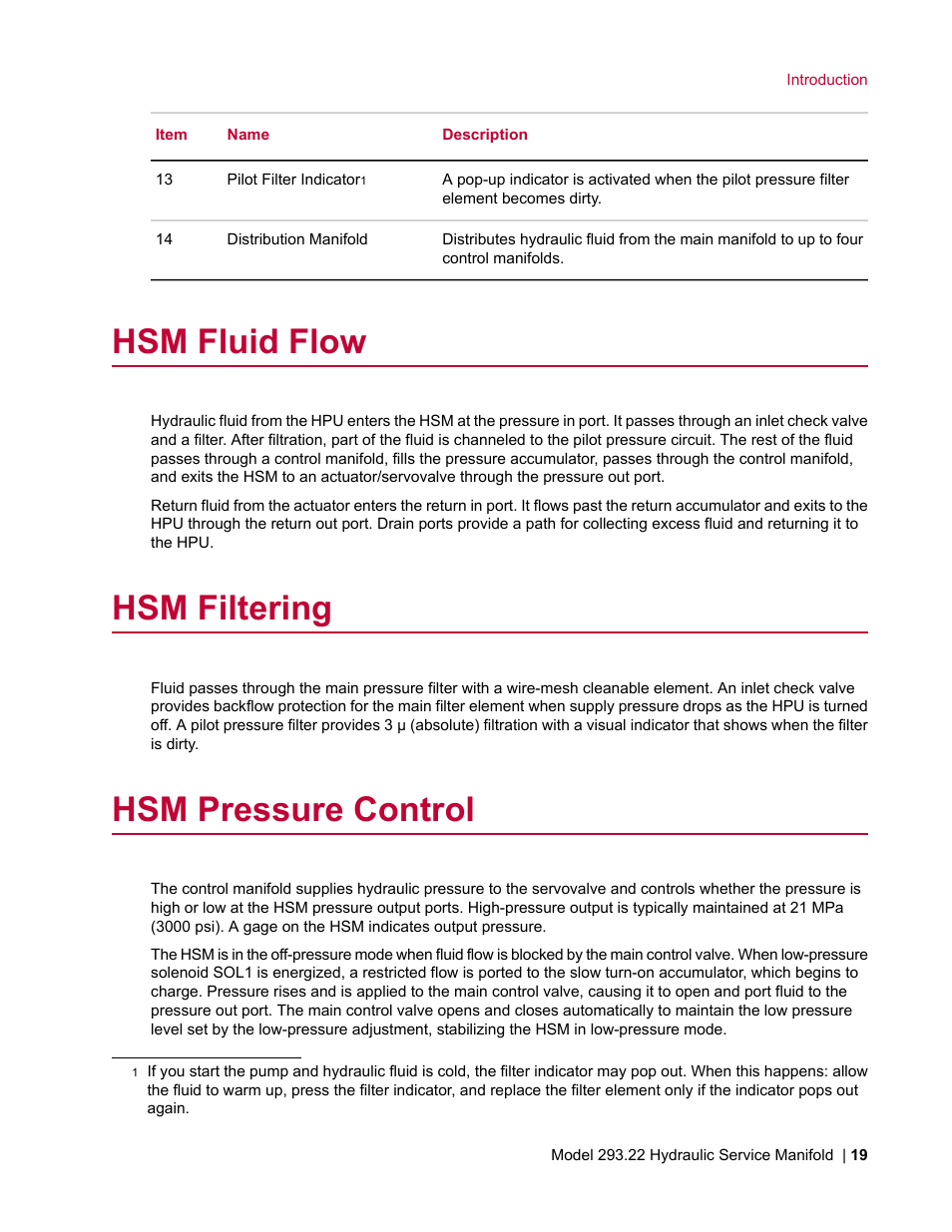 Hsm fluid flow, Hsm filtering, Hsm pressure control | MTS Model 293-22 Hydraulic Service Manifold User Manual | Page 19 / 52
