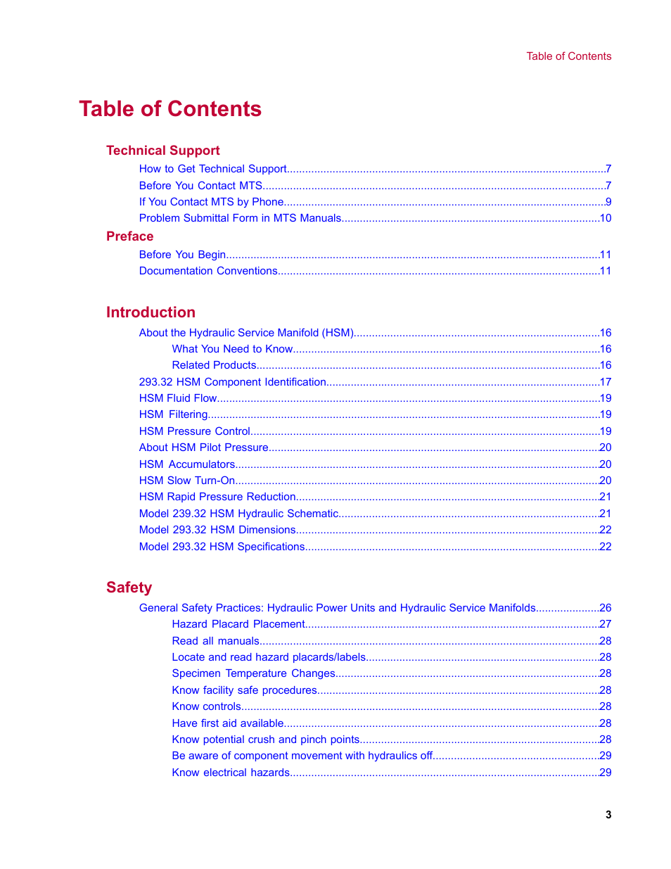 MTS Model 293-32 Hydraulic Service Manifold User Manual | Page 3 / 52