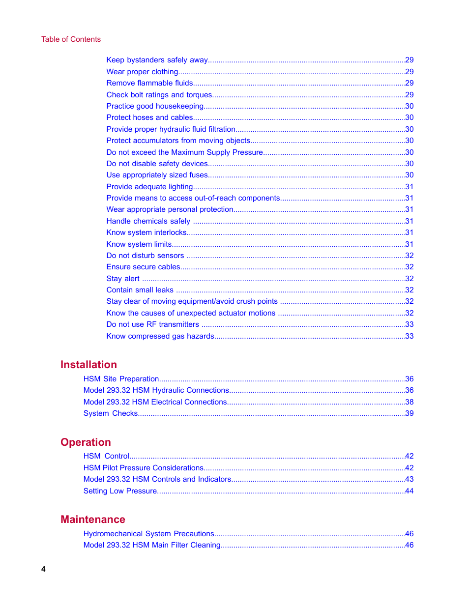 Installation, Operation, Maintenance | MTS Model 293-32 Hydraulic Service Manifold User Manual | Page 4 / 52