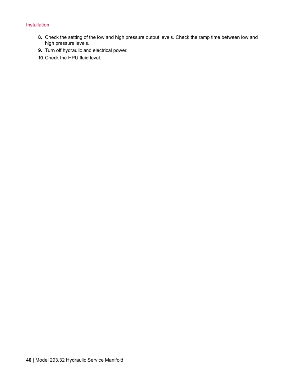 MTS Model 293-32 Hydraulic Service Manifold User Manual | Page 40 / 52