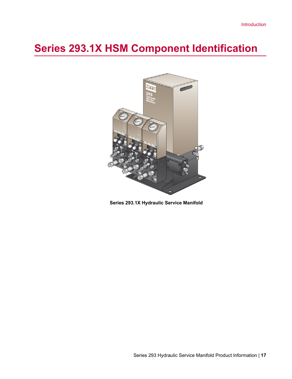 Series 293.1x hsm component identification | MTS Hydraulic Service Manifold Model 293-12B User Manual | Page 17 / 52