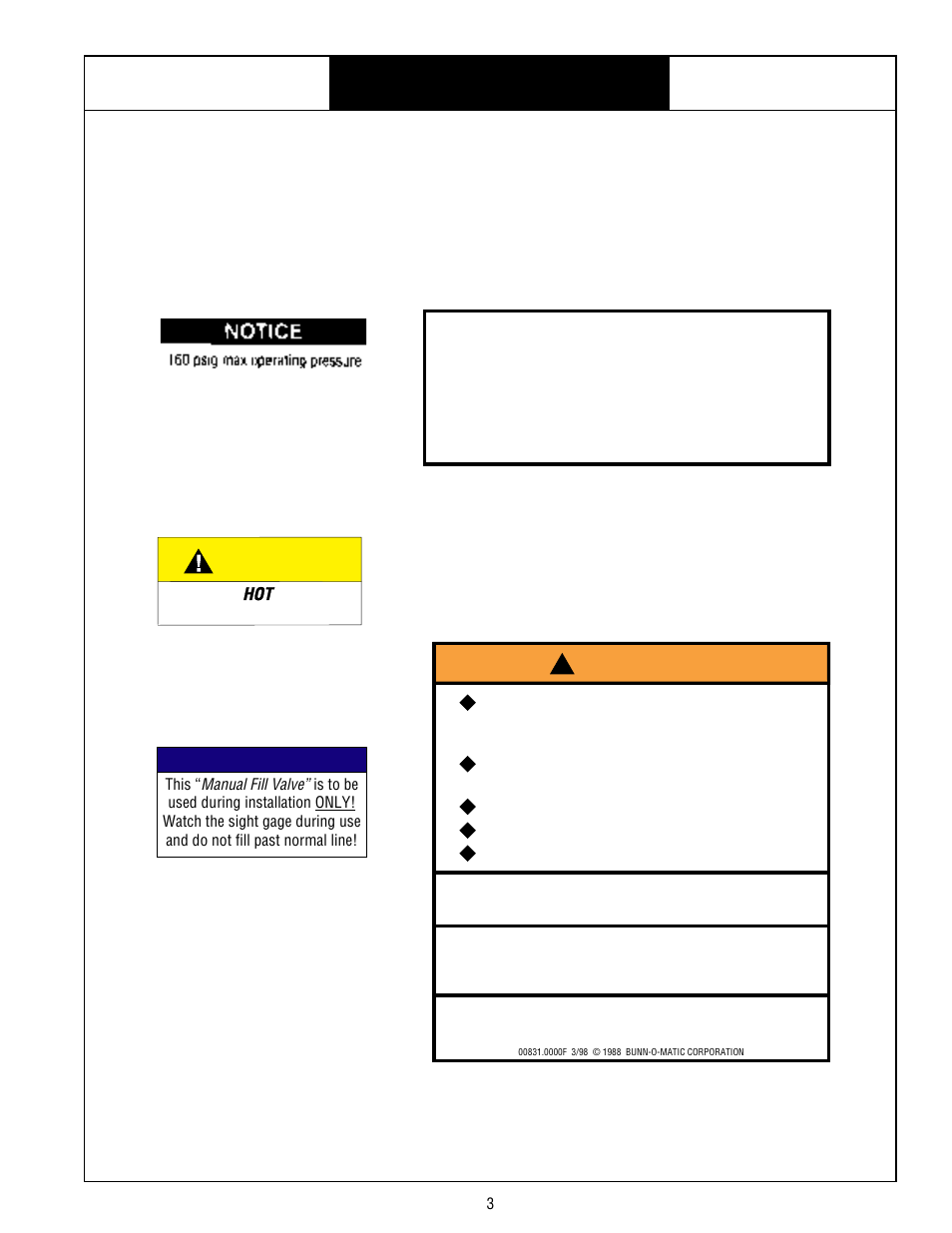 Bunn espress, User notices, Warning | Es•2a™/es•2sa | Bunn ES2SA User Manual | Page 5 / 35