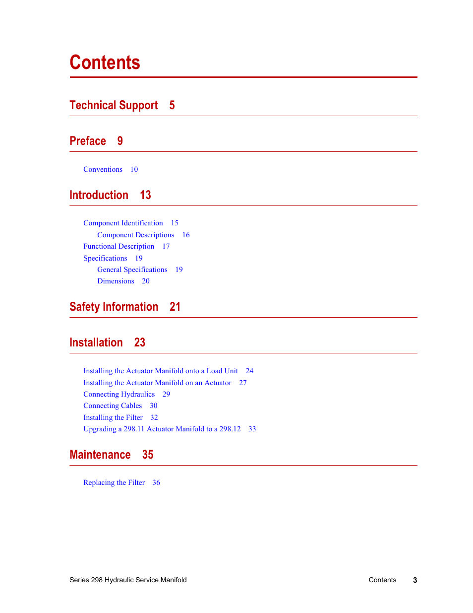 MTS Series 298 Hydraulic Service Manifold User Manual | Page 3 / 38