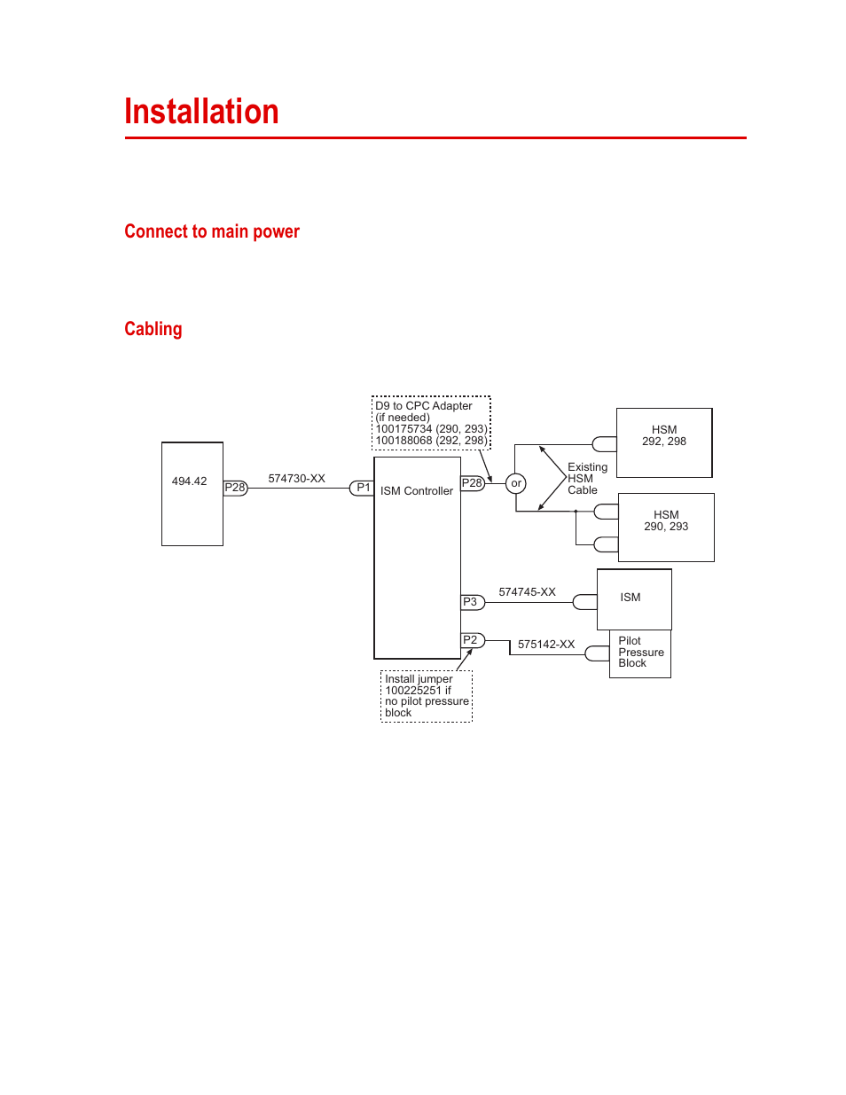 Installation, Connect to main power, Cabling | Installation 27, Connect to main power 27, Cabling 27 | MTS Isolation Service Manifold Controller User Manual | Page 27 / 36