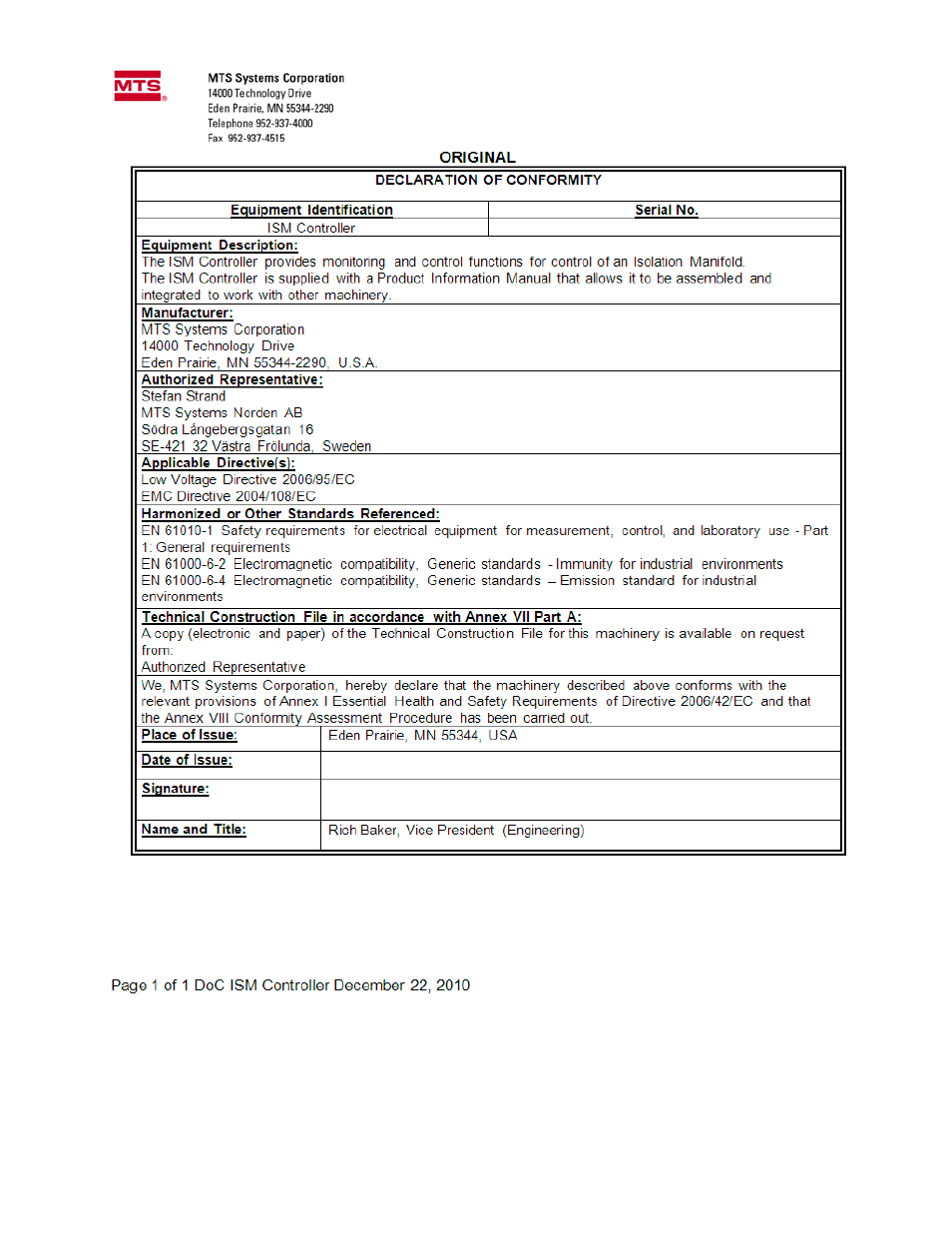 MTS Isolation Service Manifold Controller User Manual | Page 33 / 36