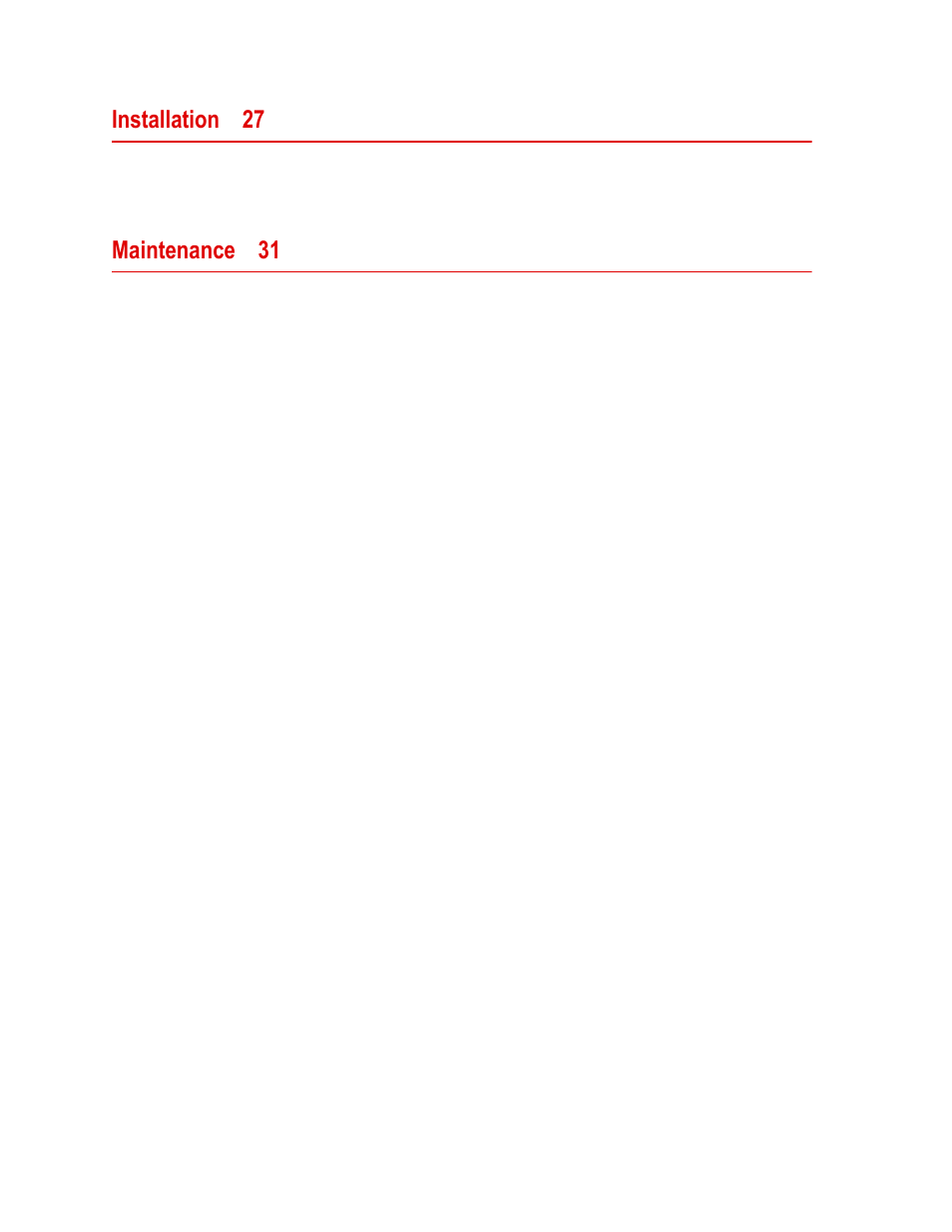 Installation 27, Maintenance 31 | MTS Isolation Service Manifold Controller User Manual | Page 4 / 36