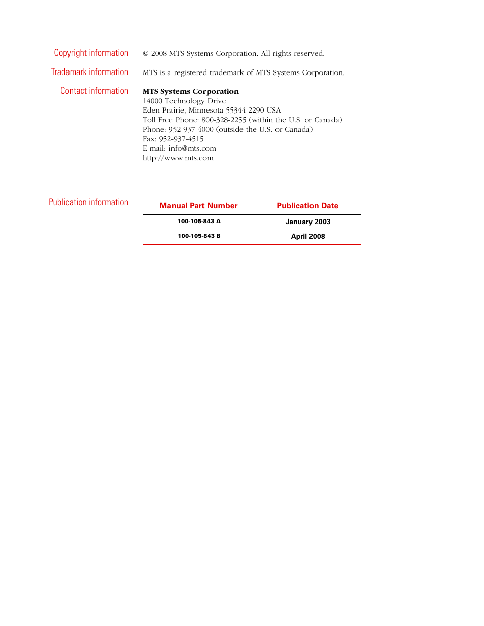 MTS 316 Load Frame User Manual | Page 2 / 44