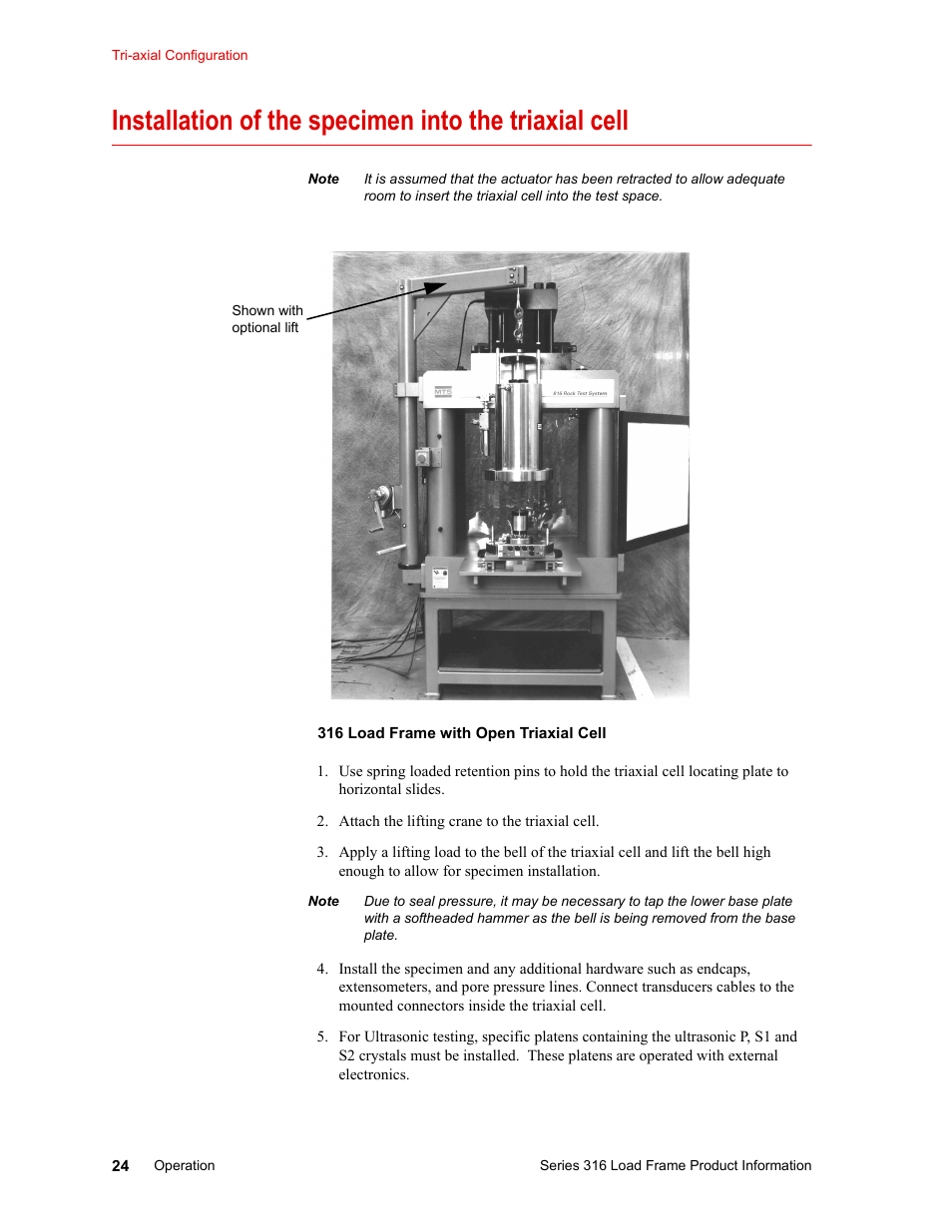 MTS 316 Load Frame User Manual | Page 24 / 44