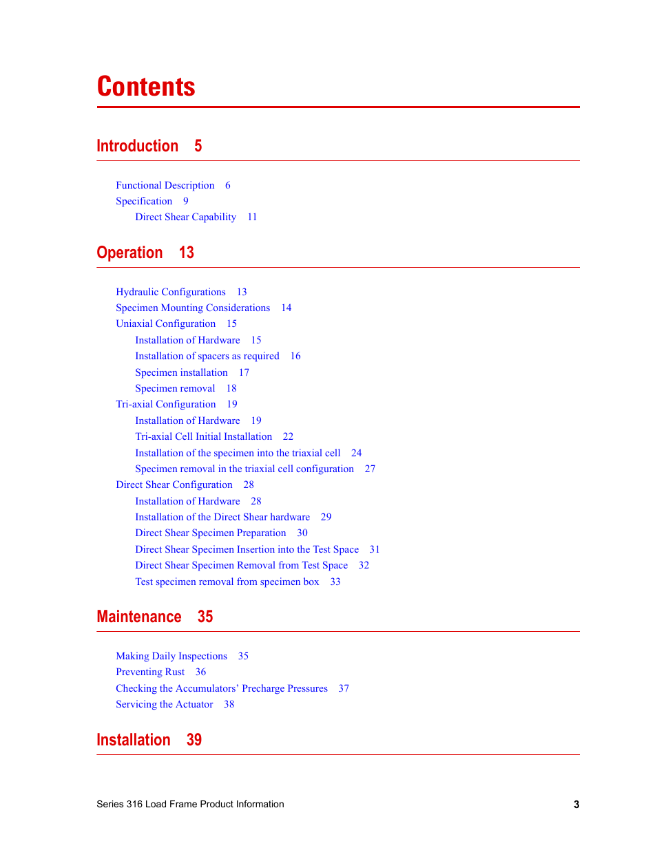 MTS 316 Load Frame User Manual | Page 3 / 44