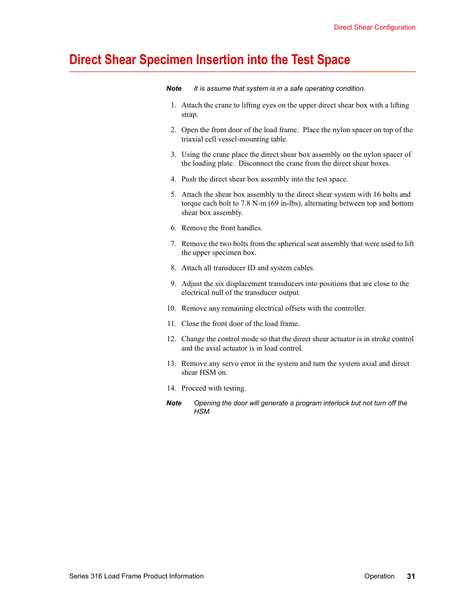 MTS 316 Load Frame User Manual | Page 31 / 44