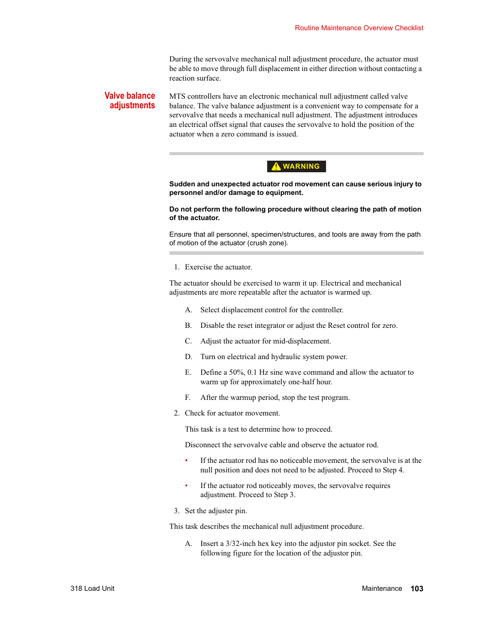 MTS 318 Load Unit User Manual | Page 103 / 120