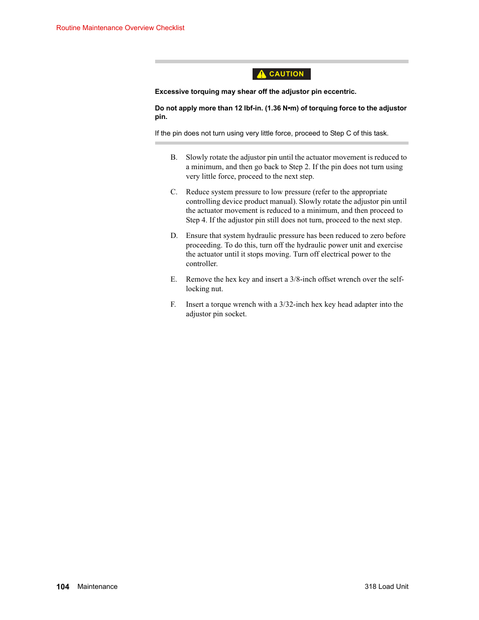 MTS 318 Load Unit User Manual | Page 104 / 120