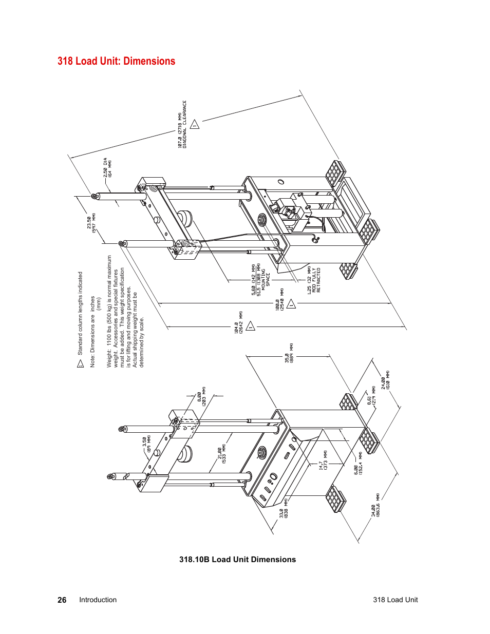 318 load unit: dimensions, 318 load unit: dimensions 26 | MTS 318 Load Unit User Manual | Page 26 / 120