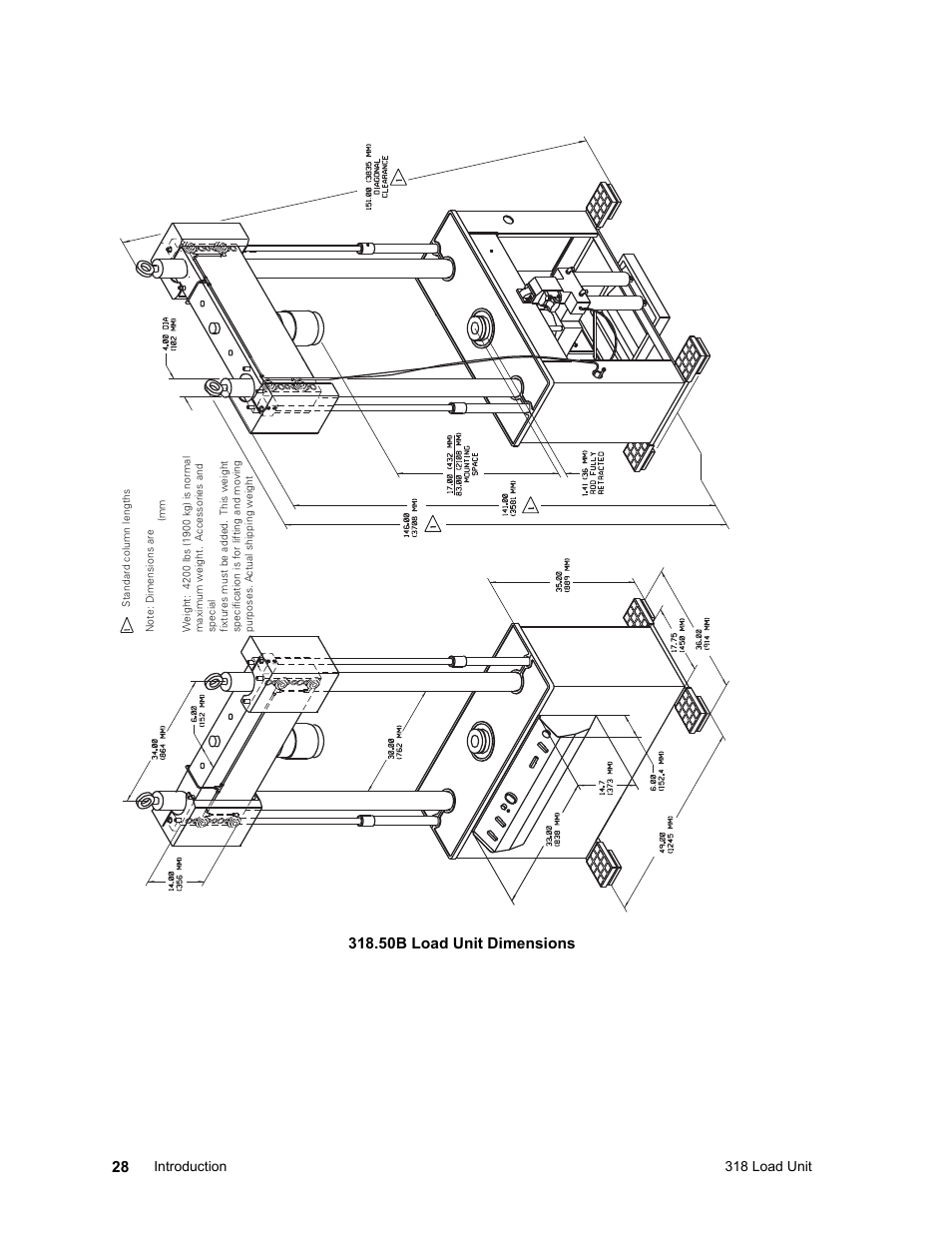 50b load unit dimensions | MTS 318 Load Unit User Manual | Page 28 / 120