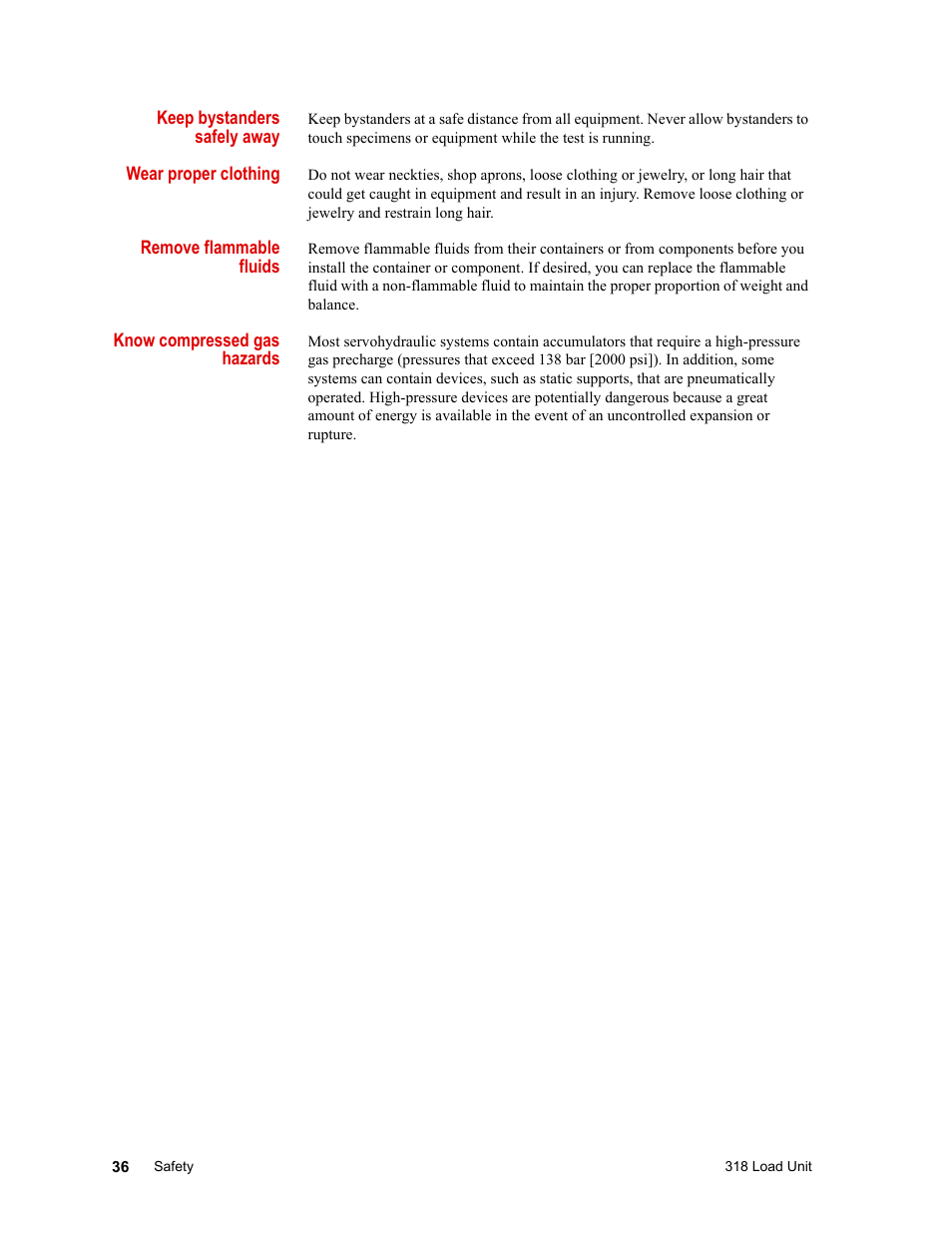 MTS 318 Load Unit User Manual | Page 36 / 120