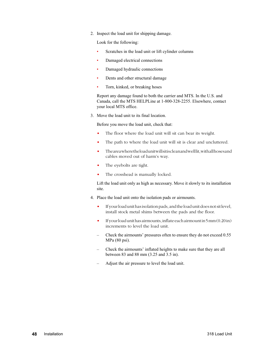 MTS 318 Load Unit User Manual | Page 48 / 120