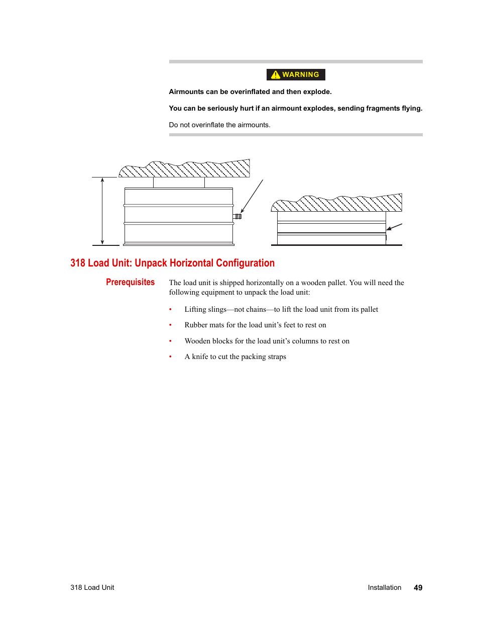318 load unit: unpack horizontal configuration, 318 load unit: unpack horizontal configuration 49 | MTS 318 Load Unit User Manual | Page 49 / 120