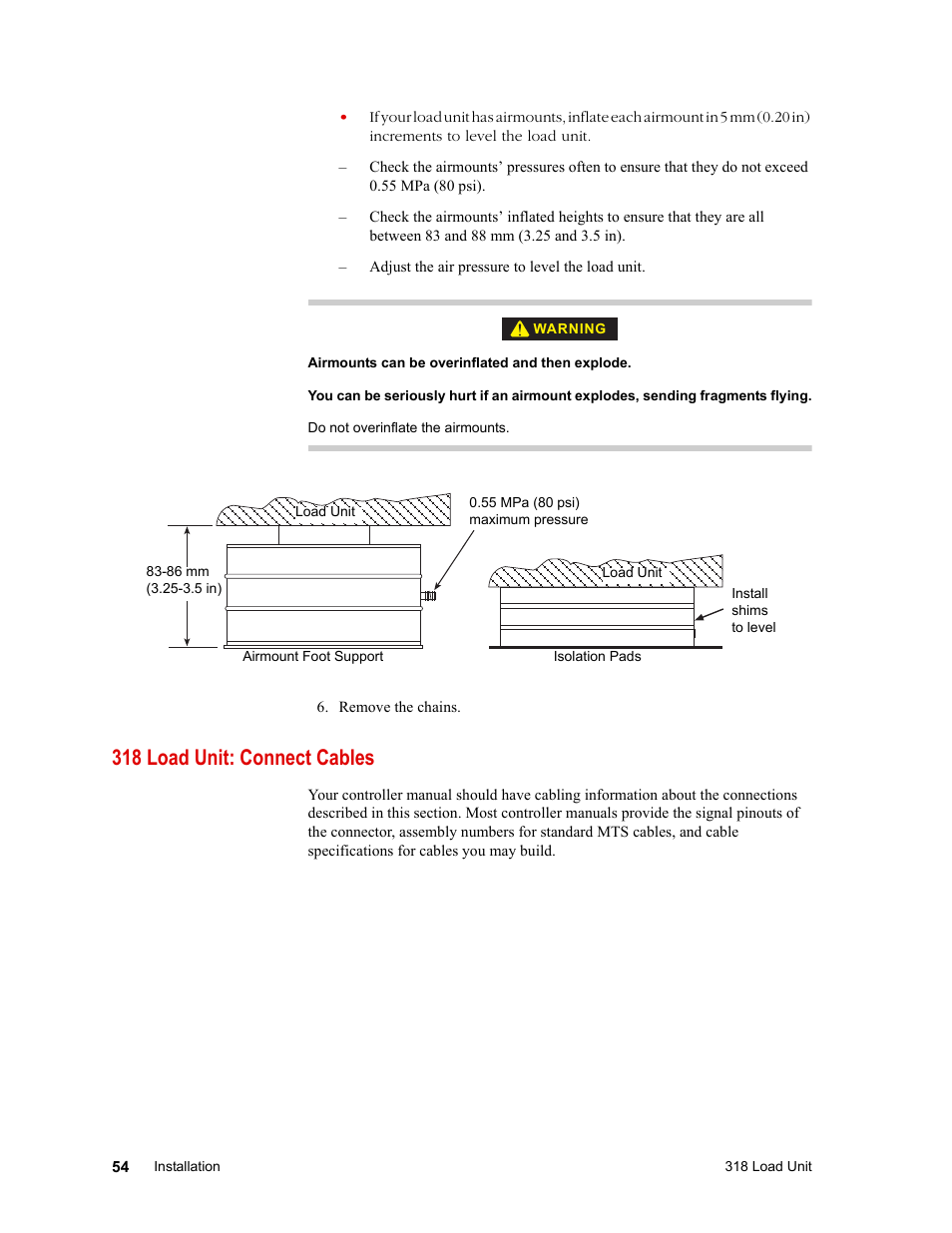 318 load unit: connect cables, 318 load unit: connect cables 54 | MTS 318 Load Unit User Manual | Page 54 / 120