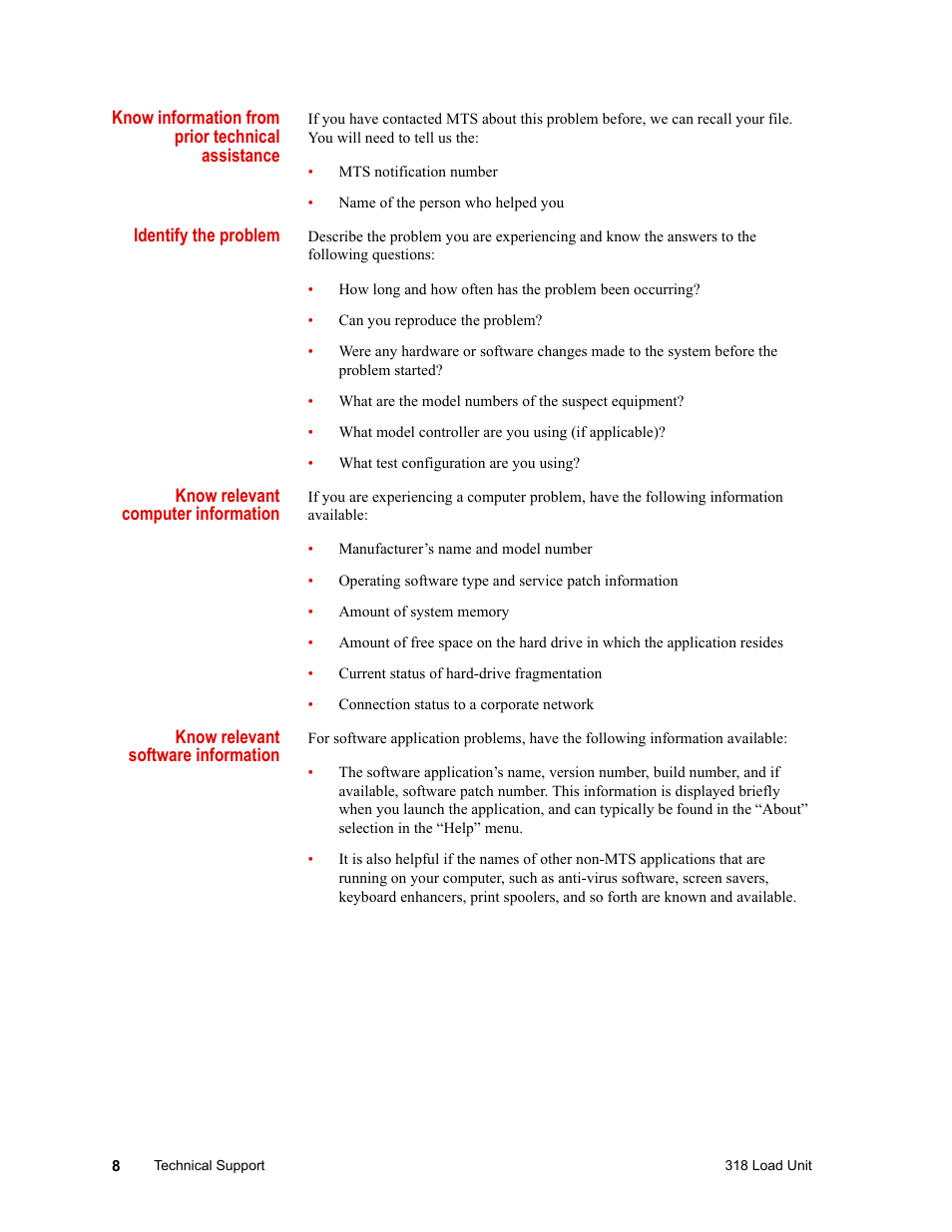 MTS 318 Load Unit User Manual | Page 8 / 120