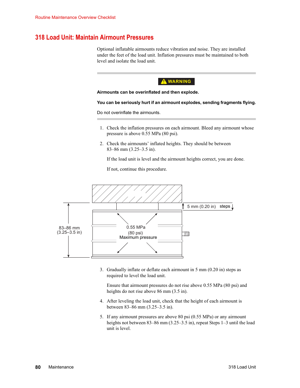 318 load unit: maintain airmount pressures, 318 load unit: maintain airmount pressures 80 | MTS 318 Load Unit User Manual | Page 80 / 120